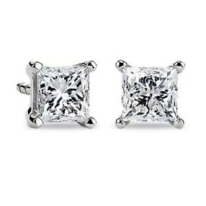 🎄LOWEST PRICE🎄 14k White Gold Over 925 Sterling Silver CZ Princess Cut